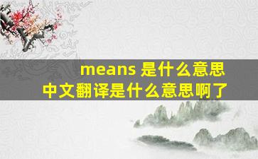 means 是什么意思中文翻译是什么意思啊了